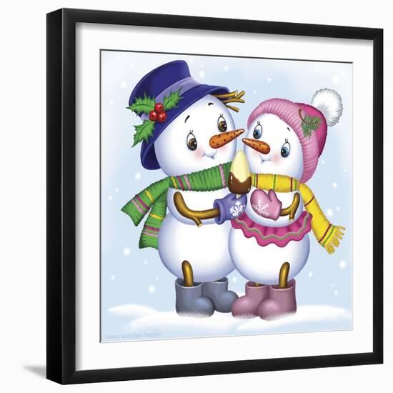 Two Snowmen-Olga And Alexey Drozdov-Framed Giclee Print