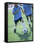 Two Soccer Players Chasing a Soccer Ball-null-Framed Stretched Canvas
