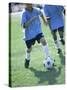 Two Soccer Players Chasing a Soccer Ball-null-Stretched Canvas