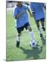 Two Soccer Players Chasing a Soccer Ball-null-Mounted Photographic Print