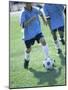 Two Soccer Players Chasing a Soccer Ball-null-Mounted Photographic Print