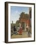 Two Soldiers and a Woman Drinking in a Courtyard-Pieter de Hooch-Framed Giclee Print