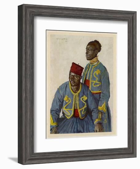 Two Soldiers from the Sudan Serving with the French Army During World War One-Theodor Baumgartner-Framed Art Print
