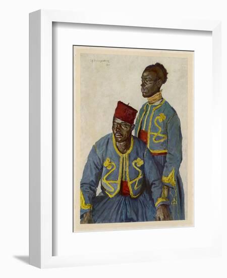 Two Soldiers from the Sudan Serving with the French Army During World War One-Theodor Baumgartner-Framed Art Print