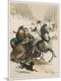 Two Spanish Ladies Go for a Sleigh Ride Accompanied by Their Dog-D. Eusebio Planas-Mounted Art Print