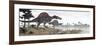 Two Spinosaurus Dinosaurs Walking to the Water in a Desert Landscape-null-Framed Premium Giclee Print