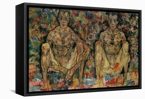 Two Squatting Men, (Double Self-Portrait), 1918-Egon Schiele-Framed Stretched Canvas