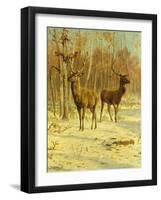 Two Stags in a Clearing in Winter-Rosa Bonheur-Framed Giclee Print