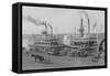 Two Steamboats Along the Levee at the Mississippi River-null-Framed Stretched Canvas