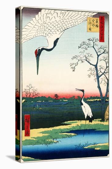 Two Storks Japanese Woodblock Print-null-Stretched Canvas