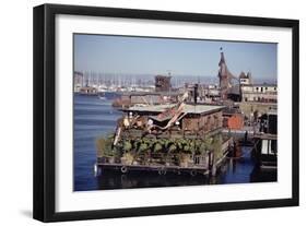 Two-Story Floating Home Covered in Hanging and Potted Plants, Sausalito, CA, 1971-Michael Rougier-Framed Photographic Print