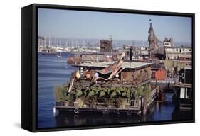 Two-Story Floating Home Covered in Hanging and Potted Plants, Sausalito, CA, 1971-Michael Rougier-Framed Stretched Canvas