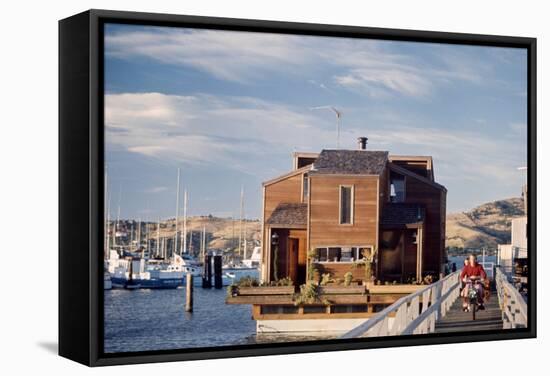 Two-Story, Wooden Floating Home, Sausalito, California, 1971-Michael Rougier-Framed Stretched Canvas