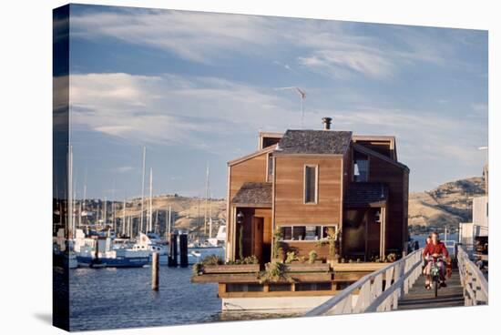 Two-Story, Wooden Floating Home, Sausalito, California, 1971-Michael Rougier-Stretched Canvas