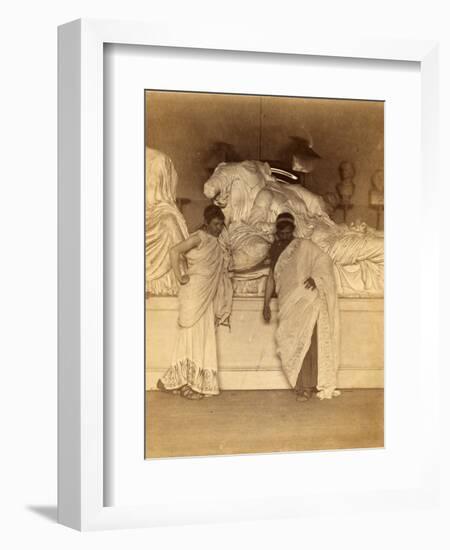 Two students in Grecian Costume before a plaster cast of the three fates from the Elgin Marbles-Thomas Cowperthwait Eakins-Framed Photographic Print