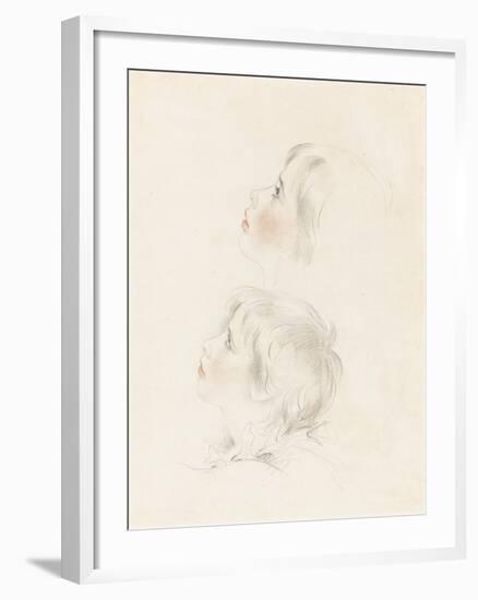 Two Studies for Arthur from Shakespeare's 'King John' (Pencil, Chalk and Stump on Paper)-George Henry Harlow-Framed Giclee Print