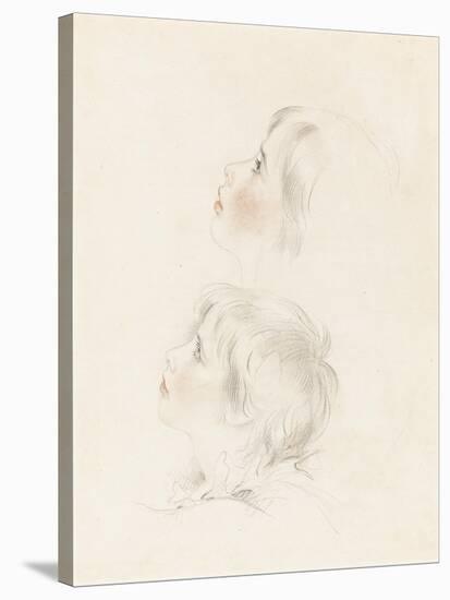 Two Studies for Arthur from Shakespeare's 'King John' (Pencil, Chalk and Stump on Paper)-George Henry Harlow-Stretched Canvas