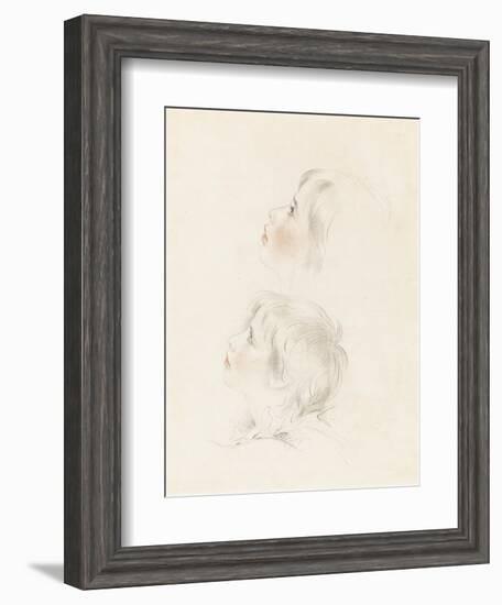 Two Studies for Arthur from Shakespeare's 'King John' (Pencil, Chalk and Stump on Paper)-George Henry Harlow-Framed Giclee Print