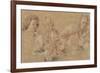 Two Studies of a Flutist and a Study of the Head of a Boy-Jean-Antoine Watteau-Framed Art Print