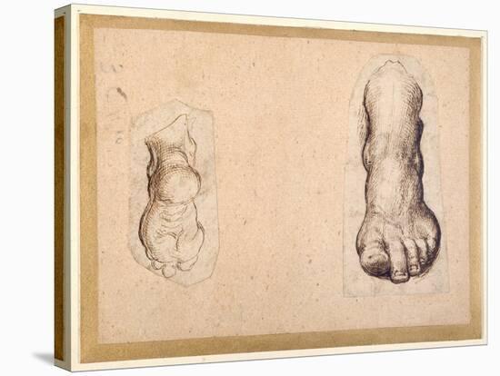 Two Studies of a Foot in Foreshortening-Agostino Carracci-Stretched Canvas