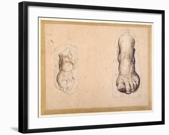 Two Studies of a Foot in Foreshortening-Agostino Carracci-Framed Giclee Print