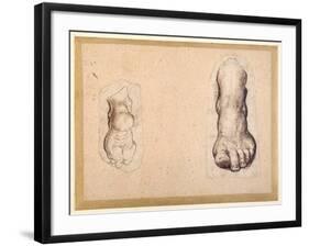 Two Studies of a Foot in Foreshortening-Agostino Carracci-Framed Giclee Print