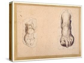 Two Studies of a Foot in Foreshortening-Agostino Carracci-Stretched Canvas