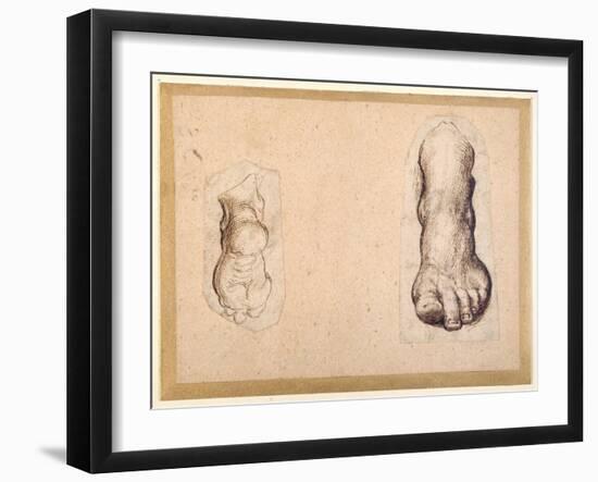 Two Studies of a Foot in Foreshortening-Agostino Carracci-Framed Giclee Print