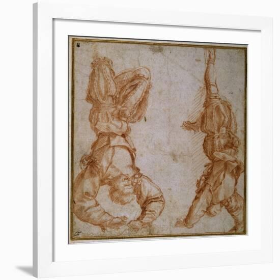 Two Studies of a Man Suspended by His Left Leg-Andrea del Sarto-Framed Giclee Print