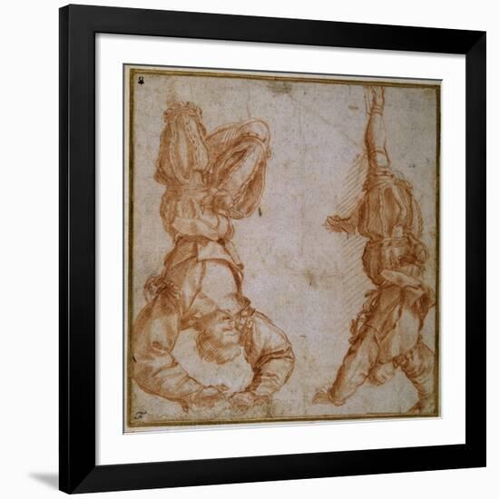 Two Studies of a Man Suspended by His Left Leg-Andrea del Sarto-Framed Giclee Print