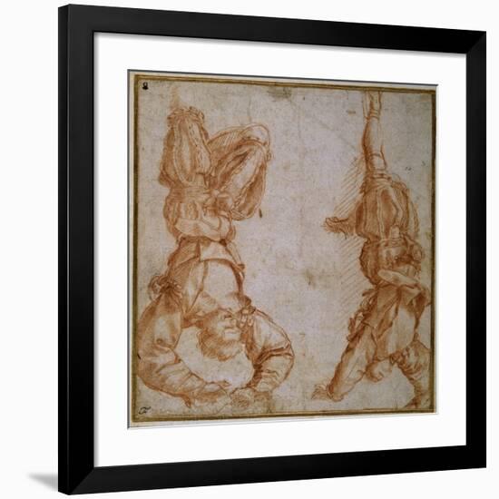 Two Studies of a Man Suspended by His Left Leg-Andrea del Sarto-Framed Giclee Print