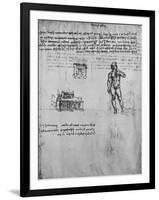 'Two Studies of a Nude Figure and the View and Plan of a Building', c1480 (1945)-Leonardo Da Vinci-Framed Giclee Print
