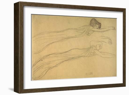 Two Studies of a Reclining Draped Figure-Gustav Klimt-Framed Giclee Print