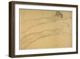 Two Studies of a Reclining Draped Figure-Gustav Klimt-Framed Giclee Print