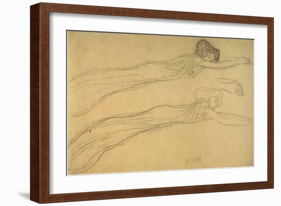 Two Studies of a Reclining Draped Figure-Gustav Klimt-Framed Giclee Print