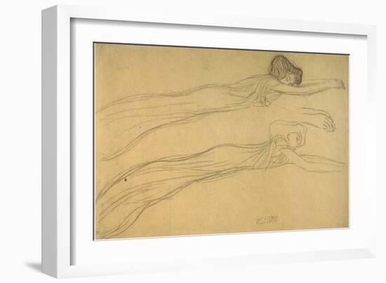 Two Studies of a Reclining Draped Figure-Gustav Klimt-Framed Giclee Print