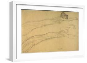 Two Studies of a Reclining Draped Figure-Gustav Klimt-Framed Giclee Print