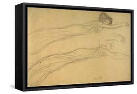 Two Studies of a Reclining Draped Figure-Gustav Klimt-Framed Stretched Canvas