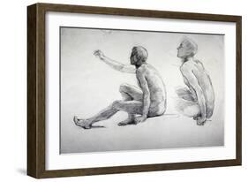 Two Studies of a Seated Male Nude, C1864-1930-Anna Lea Merritt-Framed Giclee Print