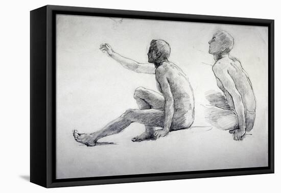 Two Studies of a Seated Male Nude, C1864-1930-Anna Lea Merritt-Framed Stretched Canvas