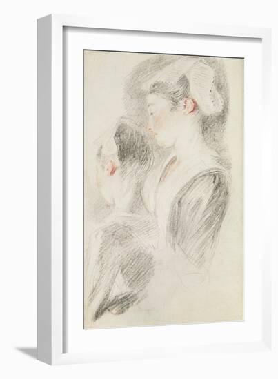 Two Studies of a Woman-Jean Antoine Watteau-Framed Premium Giclee Print