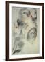 Two Studies of a Young Woman, Red Chalk, Pencil-Jean Antoine Watteau-Framed Giclee Print