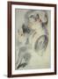 Two Studies of a Young Woman, Red Chalk, Pencil-Jean Antoine Watteau-Framed Giclee Print