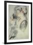 Two Studies of a Young Woman, Red Chalk, Pencil-Jean Antoine Watteau-Framed Giclee Print