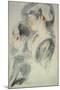 Two Studies of a Young Woman, Red Chalk, Pencil-Jean Antoine Watteau-Mounted Giclee Print