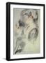 Two Studies of a Young Woman, Red Chalk, Pencil-Jean Antoine Watteau-Framed Giclee Print