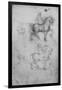 Two Studies of Horses and Riders and Smaller Studies of Horses', c1480 (1945)-Leonardo Da Vinci-Framed Giclee Print