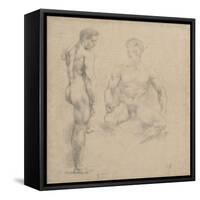 Two Studies of Nude Men One Standing, Another Sitting-Eugene Delacroix-Framed Stretched Canvas