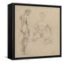 Two Studies of Nude Men One Standing, Another Sitting-Eugene Delacroix-Framed Stretched Canvas