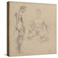 Two Studies of Nude Men One Standing, Another Sitting-Eugene Delacroix-Stretched Canvas